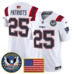 Patriots #25 New England Patriots United States 250th Anniversary Patch Vapor Limited Jersey - All Stitched