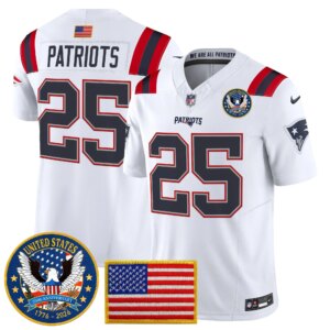 Patriots #25 New England Patriots United States 250th Anniversary Patch Vapor Limited Jersey - All Stitched
