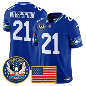 Devon Witherspoon #21 Seattle Seahawks United States 250th Anniversary Patch Vapor Limited Jersey - All Stitched