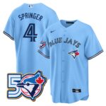 George Springer #4 Toronto Blue Jays 50th Season  Limited Jersey Stitched Light Blue