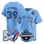 Trey Yesavage #39 Toronto Blue Jays 50th American League Champions Jersey Stitched Light Blue