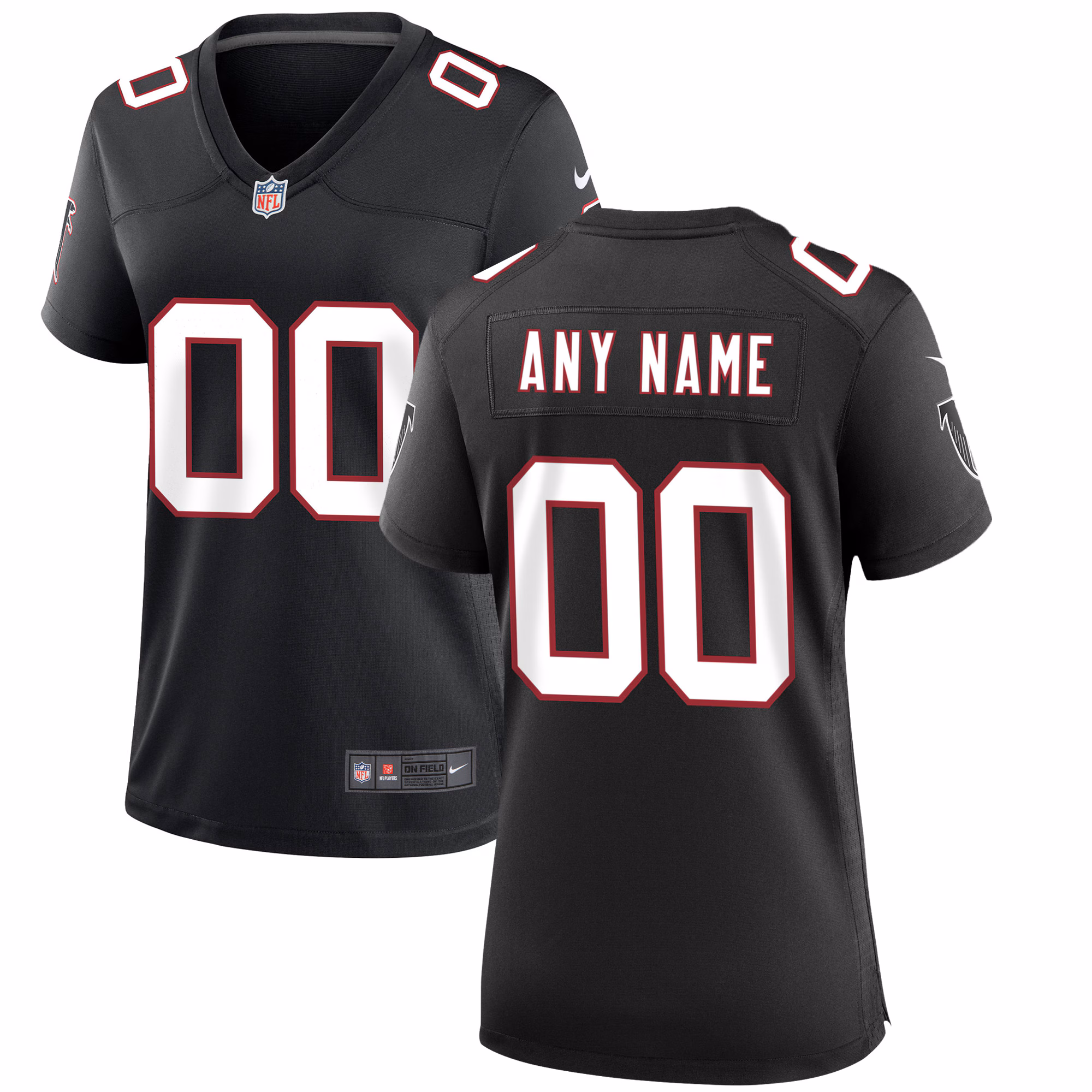 Women's Atlanta Falcons Black Throwback Custom #00 Game Jersey