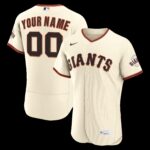 Men's San Francisco Giants #00 Cream Home Authentic Custom Jersey