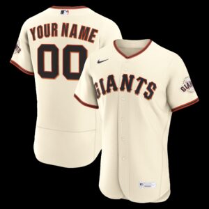 Men's San Francisco Giants #00 Cream Home Authentic Custom Jersey