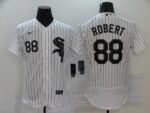 Men's Chicago White Sox #88 Luis Robert White Pinstripe Stitched Flex Base  Jersey