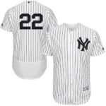 New York Yankees #22 Jacoby Ellsbury White Strip Flexbase Collection Stitched Jersey