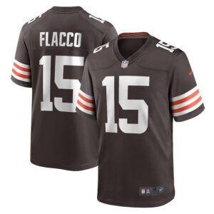 Men's Joe Flacco #15 Brown Cleveland Browns Game Player Jersey