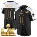 Christian Gonzalez #0 New England Patriots Super Bowl LX Gold Patch Vapor Limited Game Jersey - All Stitched