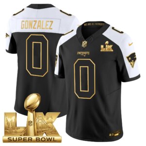 Christian Gonzalez #0 New England Patriots Super Bowl LX Gold Patch Vapor Limited Game Jersey - All Stitched