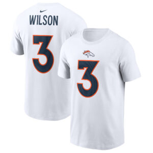 Men's Russell Wilson White Denver Broncos Player Name & Number T-Shirt