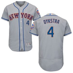 New York Mets #4 Lenny Dykstra Grey Flexbase Collection Stitched Jersey
