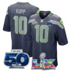 Cooper Kupp #10 Seattle Seahawks Super Bowl LX 50th Season Patch College Navy Team Game Jersey