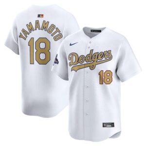 Men's #18 Yoshinobu Yamamoto Los Angeles Dodgers  2025 Gold Collection Limited White Jersey