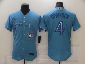 Men's Toronto Blue Jays #4 George Springer Blue Stitched Flex Base  Jersey