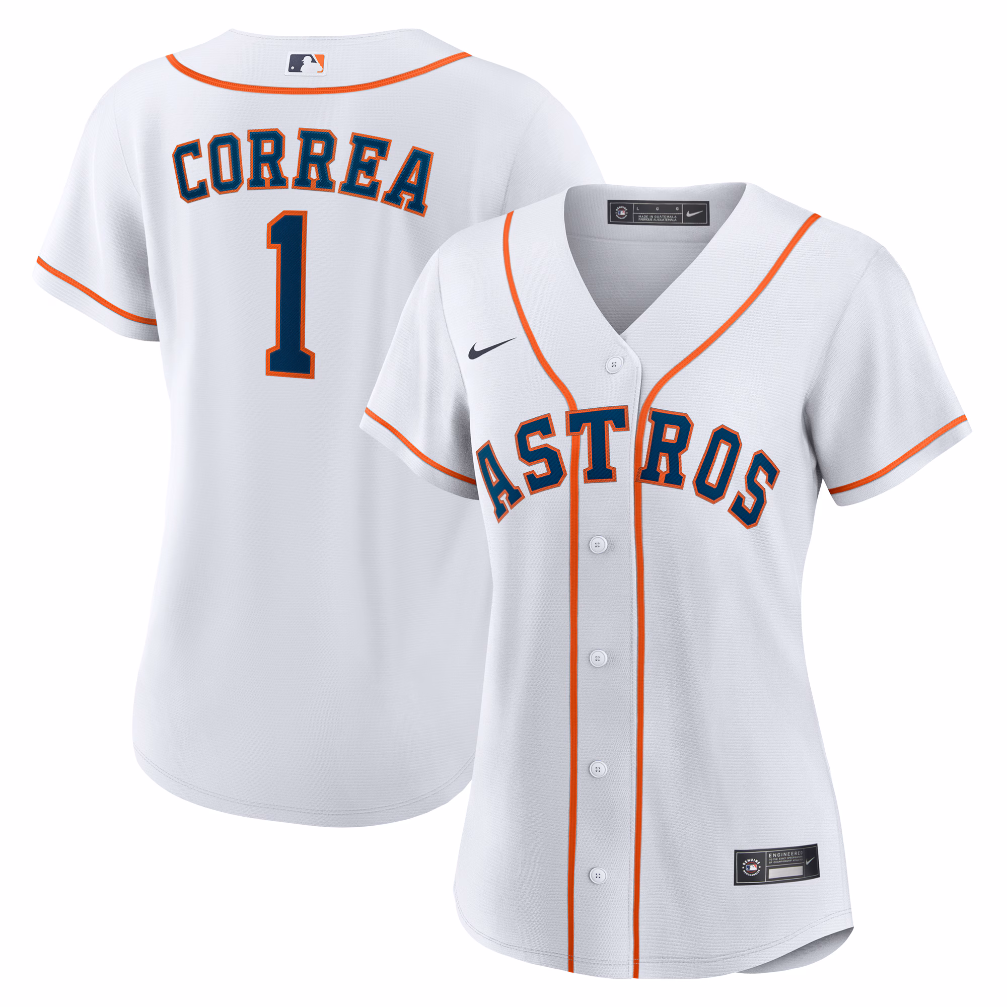 Women's Houston Astros Carlos Correa #1 White Home Replica Jersey