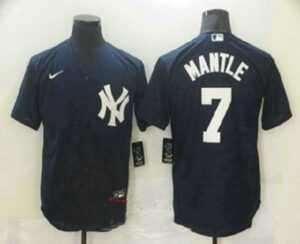 Men's New York Yankees #7 Mickey Mantle Navy Blue Stitched  Cool Base Jersey