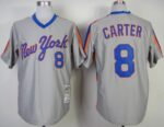 Mitchell And Ness New York Mets #8 Gary Carter Grey Throwback Stitched Jersey