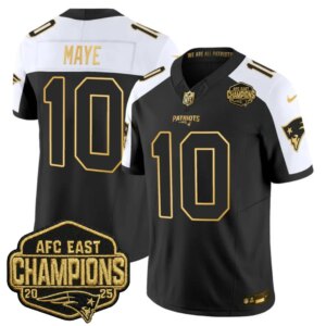 Drake Maye #10 New England Patriots 2026 AFC East Champions Gold Vapor Limited Jersey - All Stitched