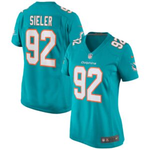 Zach Sieler Miami Dolphins  Women's Game Jersey - Aqua