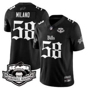 Matt Milano #58 Buffalo Bills BUF Gothic Vapor Limited Jersey - Farewell Highmark Patch - All Stitched