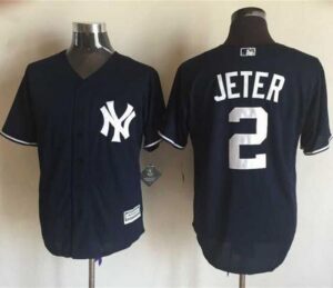 New York Yankees #2 Derek Jeter Navy Blue New Cool Base Stitched Jersey