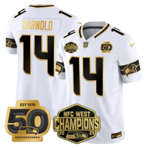 Sam Darnold #14  Seattle Seahawks SEA 2026 NFC West Champions Limited Jersey - 50th Season Patch - All Stitched