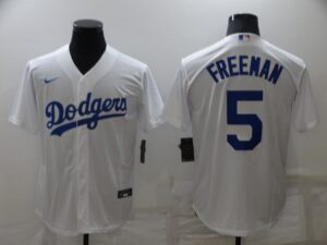 Men's  Los Angeles Dodgers #5 Freddie Freeman White Stitched Cool Base Jersey