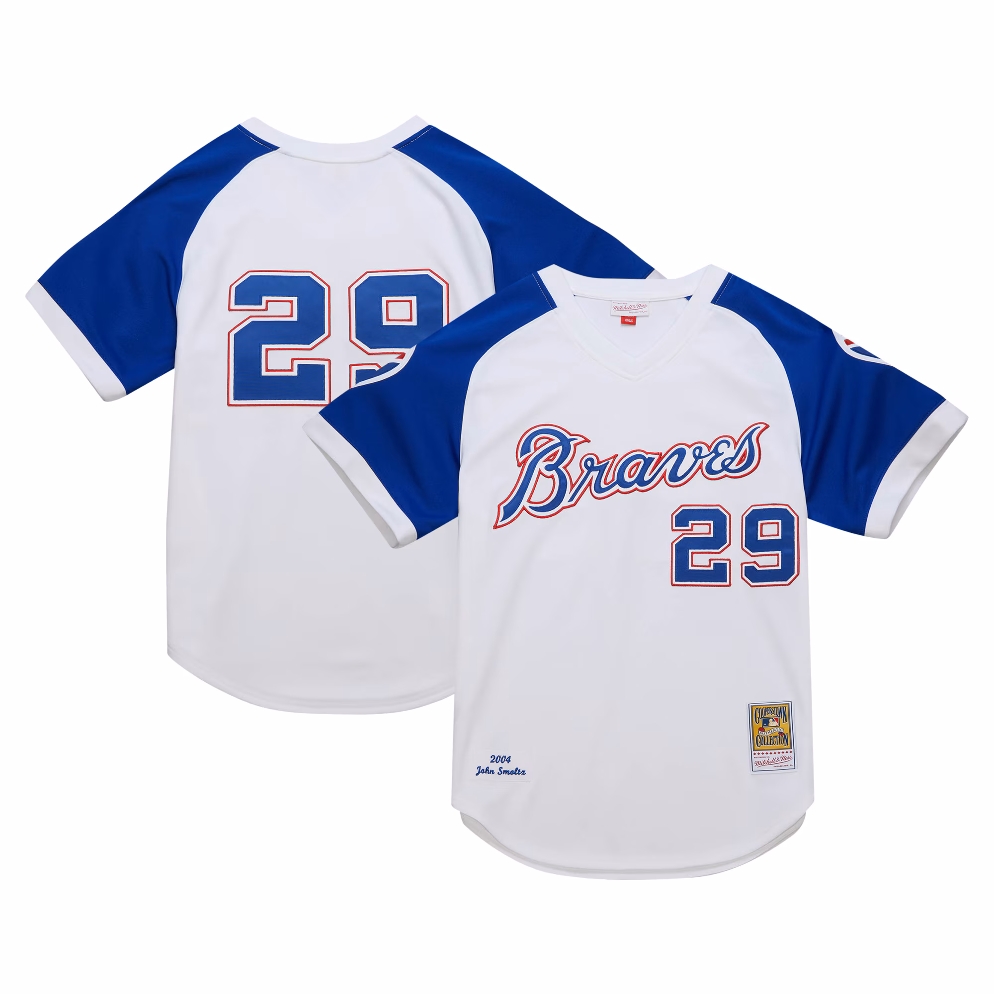 Atlanta Braves John Smoltz #29 Mitchell & Ness White 2004 Cooperstown Collection Authentic Throwback Jersey