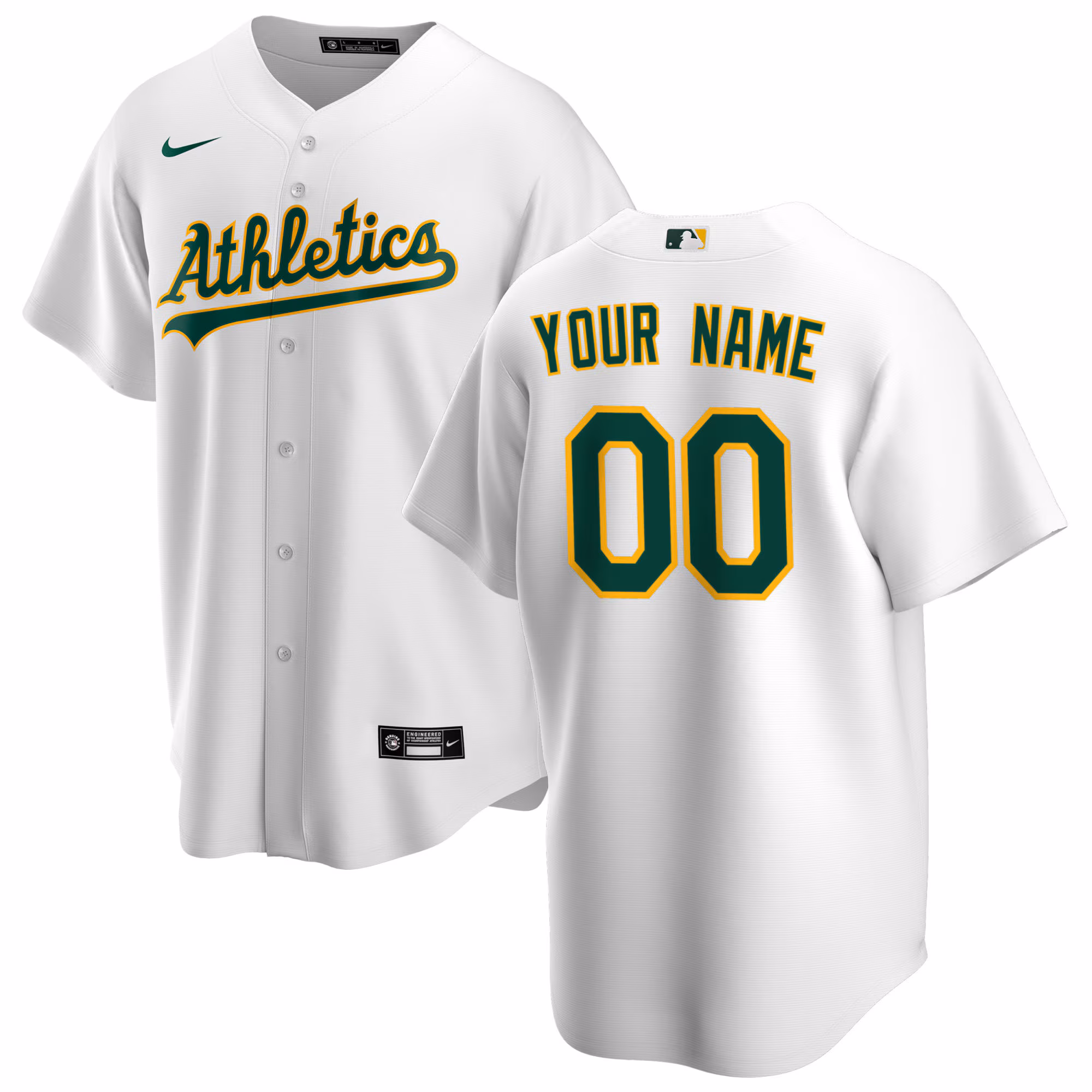 Athletics White Home Replica Custom Jersey
