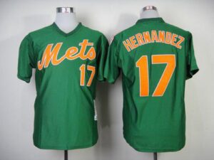 Mitchell And Ness 1985 New York Mets #17 Keith Hernandez Green Throwback Stitched Jersey