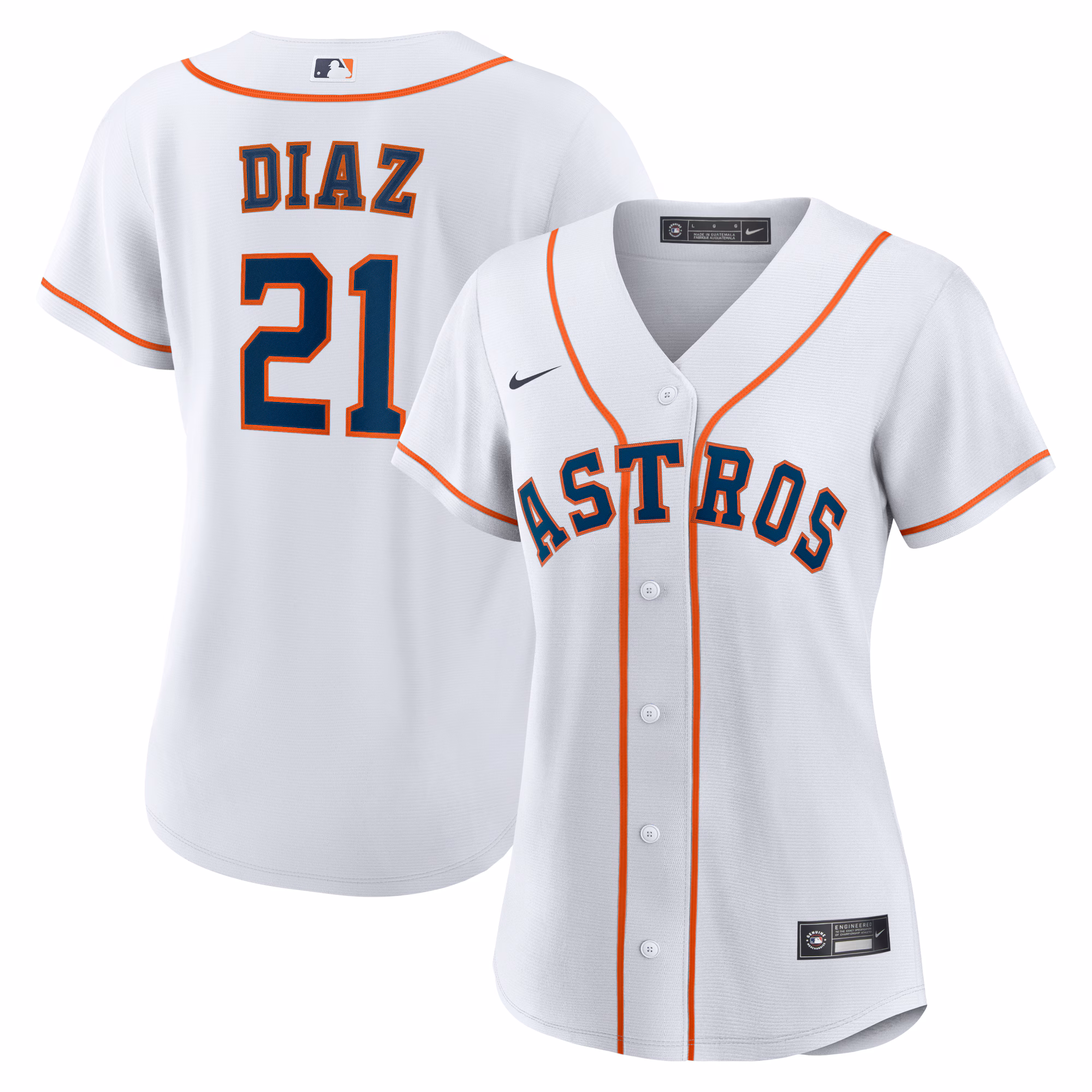 Women's Houston Astros Yainer Diaz #21 White Home Replica Jersey