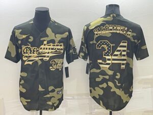 Men's Los Angeles Dodgers #34 Fernando Valenzuel Camo 2022 Armed Forces Day Cool Base Jersey