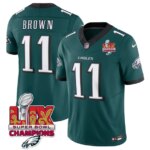 Men's #11 A.J. Brown 2025 Super Bowl LIX Patch F.U.S.E. Vapor Stitched Jersey