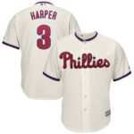 Men's Philadelphia Phillies #3 Bryce Harper Majestic Alternate Official Cool Base Player Cream Jersey