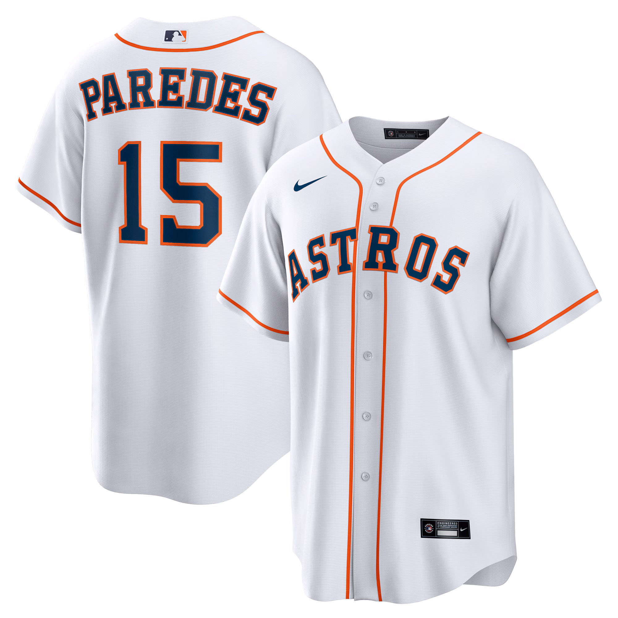 Houston Astros Isaac Paredes #15 White Home Replica Jersey