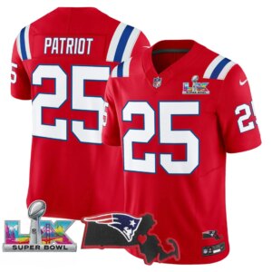 Patriot #25 New England Patriots Super Bowl LX Patch Vapor Limited Game Jersey - All Stitched