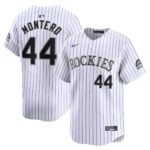 Men's Colorado Rockies Elehuris Montero  White Home Limited Player Jersey