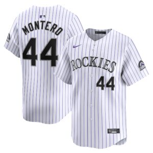 Men's Colorado Rockies Elehuris Montero  White Home Limited Player Jersey