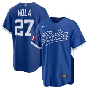 Aaron Nola #27 Italy Baseball 2026 World Baseball Classic Road Stadium Jersey - Navy