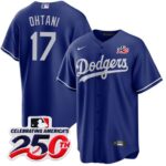 Shohei Ohtani #17 Los Angeles Dodgers 250th Patch Alternate Jersey - Royal