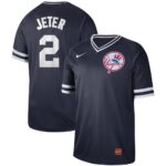 Men's  New York Yankees #2 Derek Jeter Navy Cooperstown Collection Legend V-Neck Jersey