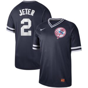 Men's  New York Yankees #2 Derek Jeter Navy Cooperstown Collection Legend V-Neck Jersey