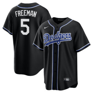 Men's Los Angeles Dodgers Freddie Freeman Black Lights Out Replica Player Jersey