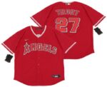 Men's Los Angeles Angels #27 Mike Trout Red Stitched Cool Base  Jersey