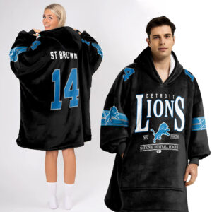 Adult 14 Detroit Lions Football Unisex Blanket Hoodie