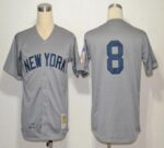 Men's Mitchell And Ness 1951 New York Yankees #8 Yogi Berra Grey Throwback Stitched Jersey