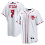 Men's Cincinnati Reds Spencer Steer  White Home Replica Jersey