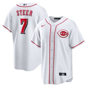 Men's Cincinnati Reds Spencer Steer  White Home Replica Jersey