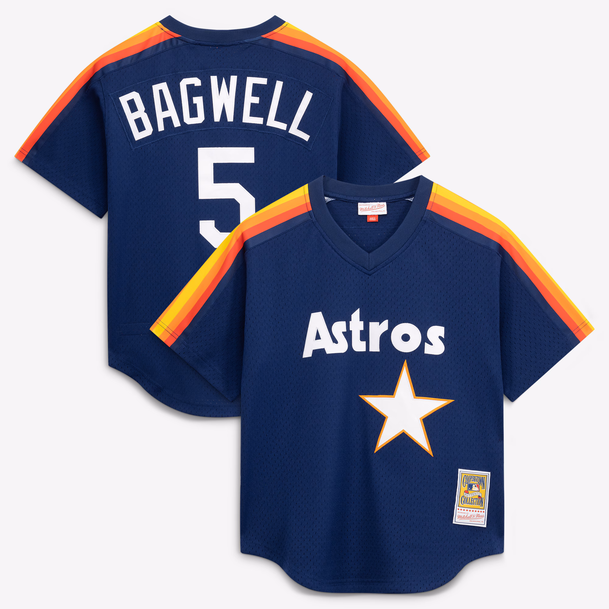 Houston Astros Jeff Bagwell #5 Mitchell & Ness Navy Authentic Batting Practice Jersey