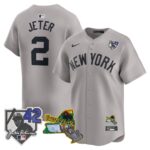 Derek Jeter #2 New York Yankees Jackie Robinson Patch Collection Limited Jersey - Gray
